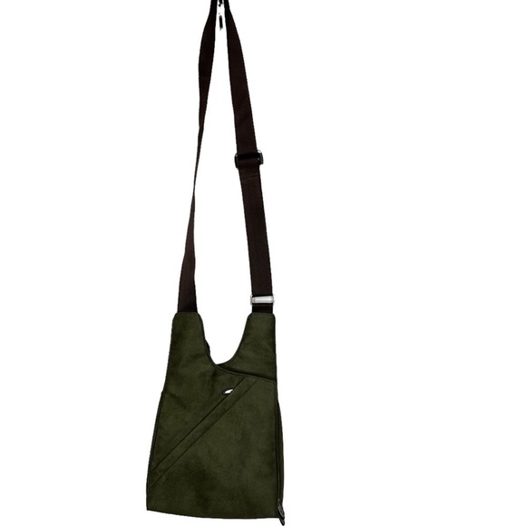 Travelon AntiTheft Shoulder Bag Crossbody Convertible Travel Green MicroSuede - Picture 4 of 11